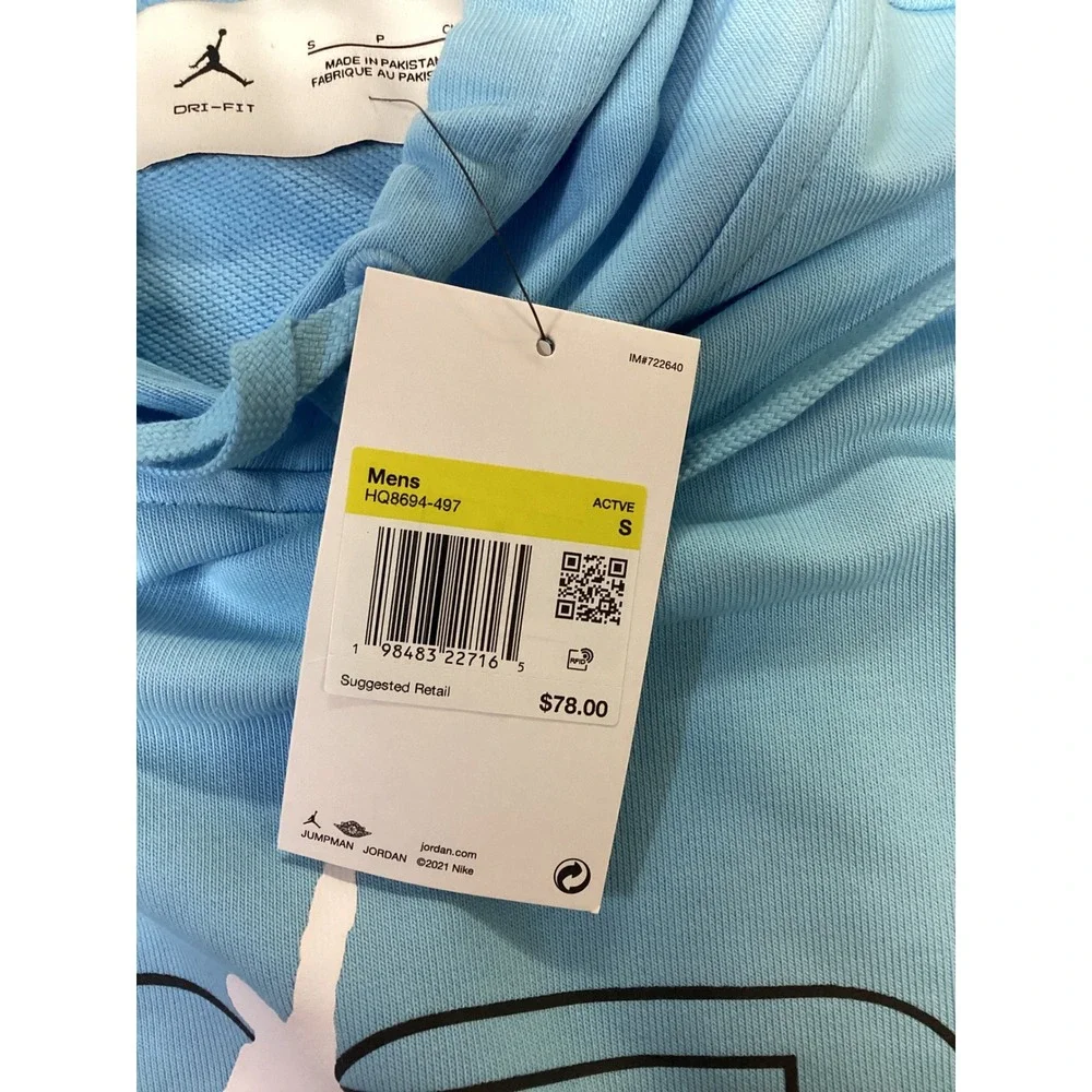 Jordan Sport Dri-FIT Hoodie Mens Small University Blue Jumpman 23 HQ8694-497 NEW